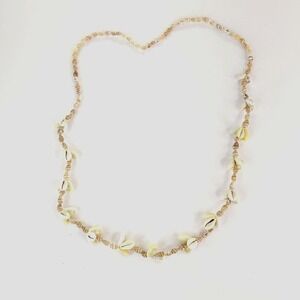 Vtg Hawaiian‎ Cowrie Shell Hand-Crafted 36" Triple Clusters Strand Lei Necklace